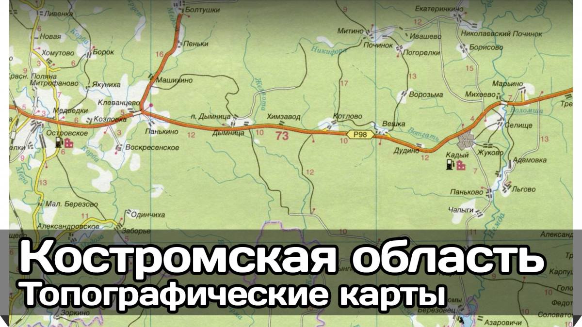 Топографическая карта Костромской области